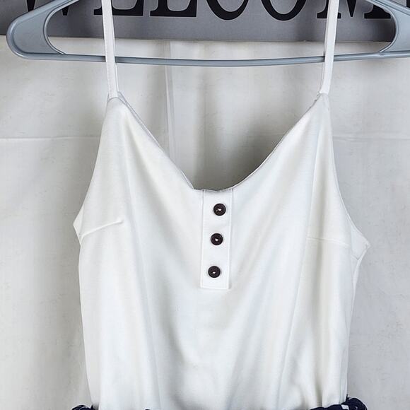 J for Justify White Spaghetti Strap & Navy Romper Shorts Set Women's Size L - Picture 2 of 9